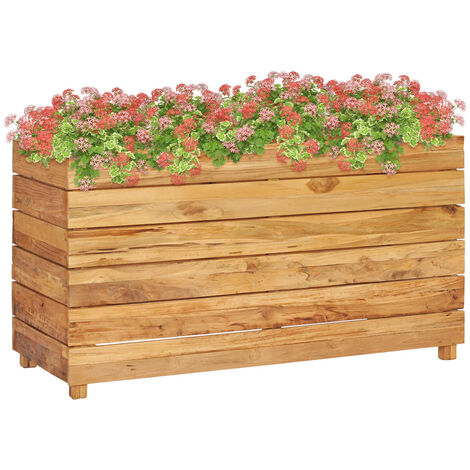 Lit surélevé 100x40x55 cm Bois de teck recyclé et acier (1/5)