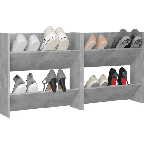 Armoires à chaussures murales 2 pcs Gris béton 60x18x60 cm (1/5)