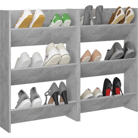 Armoires à chaussures murales 2 pcs Gris béton 60x18x90 cm (1/5)