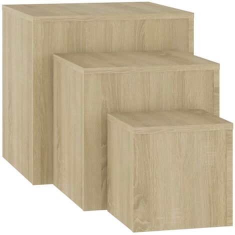 Tables d'appoint 3 pcs Chêne Sonoma (1/5)