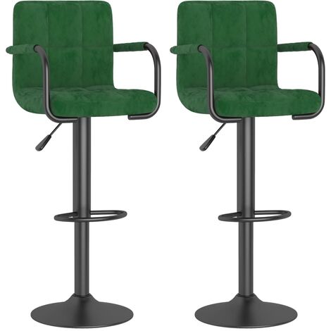Tabourets de bar design avec accoudoir velours vert foncé Konfa - Lot de 2 (1/5)