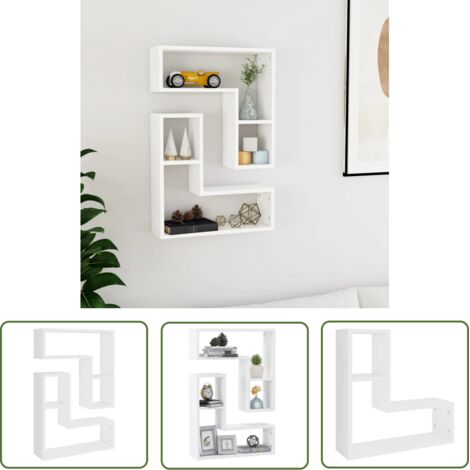 The Living Store Étagères murales 2 pcs blanc 50x15x50 cm bois d'ingénierie - Etagere Murale - Etageres Murales - Rangement Mural - Decoration Murale - Meuble Salle A Manger (1/5)
