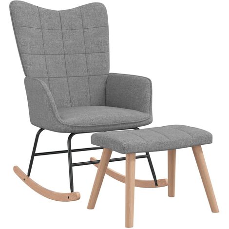 Chaise à bascule avec tabouret Gris clair Tissu 2 (1/5)