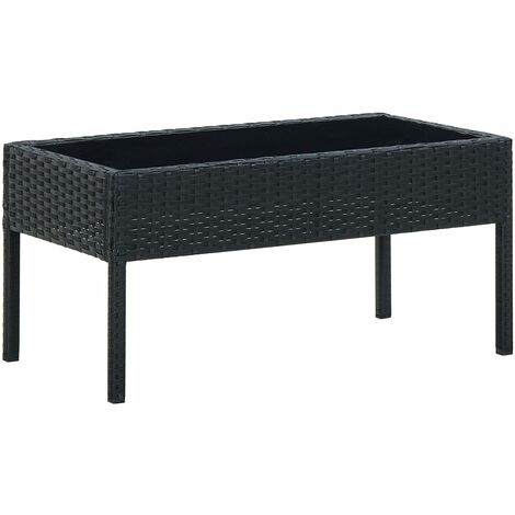 Table de jardin Noir 75x40x37 Résine tressée (1/5)