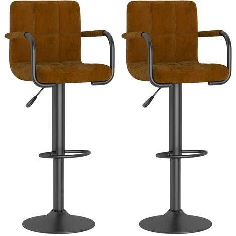 Tabourets de bar design avec accoudoir velours marron Konfa - Lot de 2 (1/5)