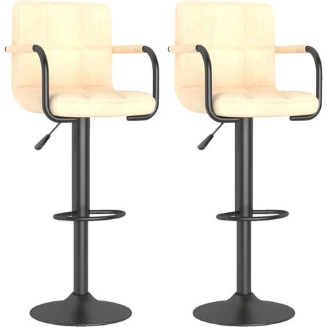 Tabourets de bar design avec accoudoir velours crème Konfa - Lot de 2 (1/5)