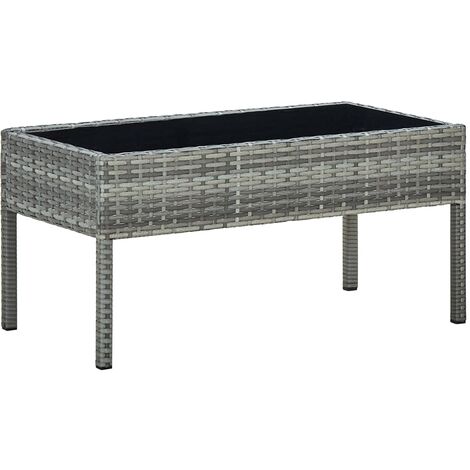 Table de jardin Gris 75x40x37 Résine tressée (1/5)