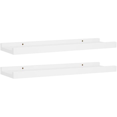 Étagères à rebord pour cadre photo 2 pcs Blanc 40x9x3 MDF (1/5)
