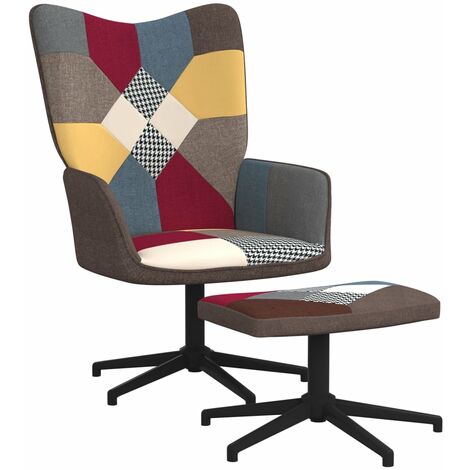 Chaise de relaxation avec repose-pied Patchwork Tissu 5 (1/5)