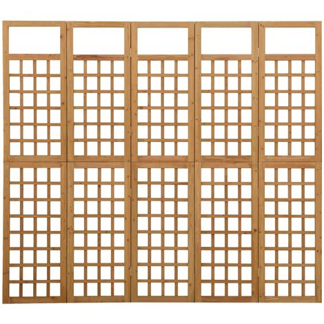Cloison de séparation à 5 panneaux Bois de pin 201,5x180 (1/5)