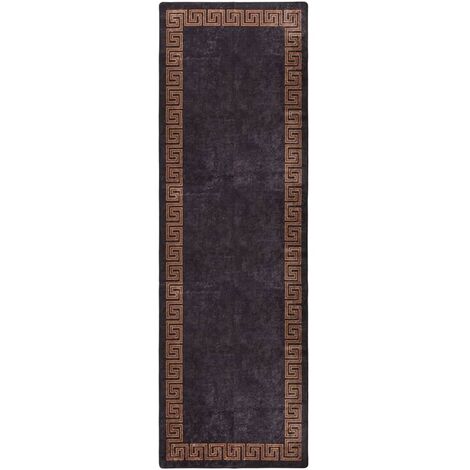 Tapis lavable antidérapant 80x300 cm Noir et doré (1/5)