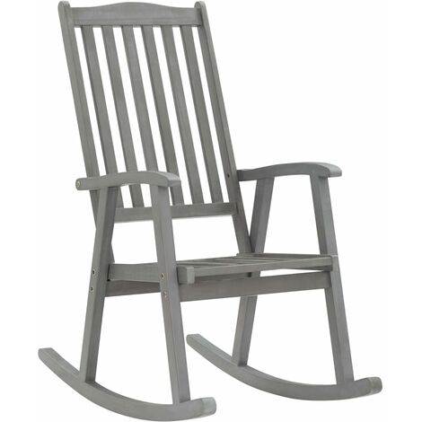Chaise à bascule Gris Bois d'acacia massif (1/5)