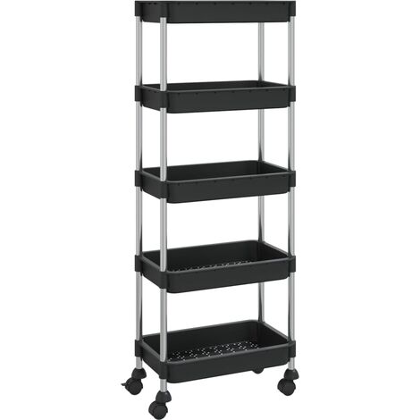 Chariot de cuisine 5 niveaux Noir 40x22x116 Fer et ABS (1/5)