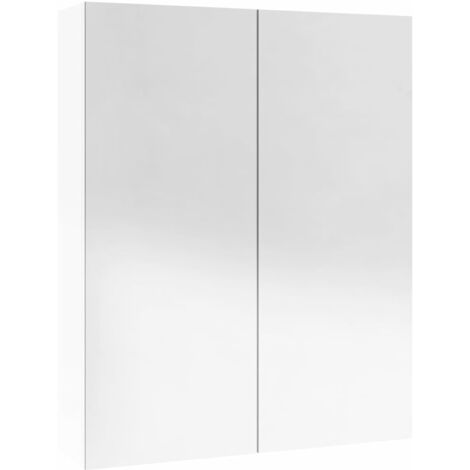 Armoire à miroir de salle de bain 60x15x75cm MDF Blanc brillant (1/5)