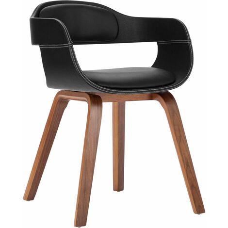 Chaise de salle à manger Noir Bois courbé et similicuir (1/5)