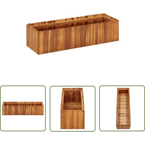 INLIFE Lit surélevé de jardin 100x30x25 cm Bois massif d'acacia (1/5)