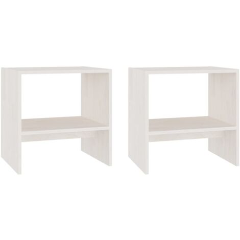Tables de chevet 2 pcs Blanc 40x30,5x40 Bois de pin massif (1/5)