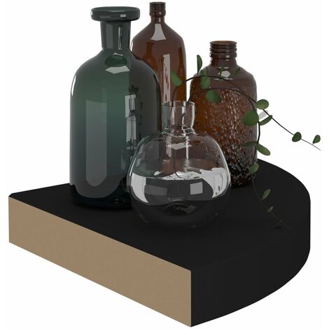 Étagère d'angle flottante Noir 25x25x3,8 cm MDF (1/5)