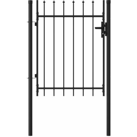 Portillon simple porte avec dessus à pointe Acier 1x1,2 m Noir (1/5)