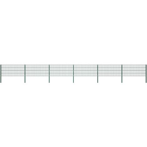 Panneau de clôture avec poteaux Fer 10,2 x 0,8 m Vert (1/5)