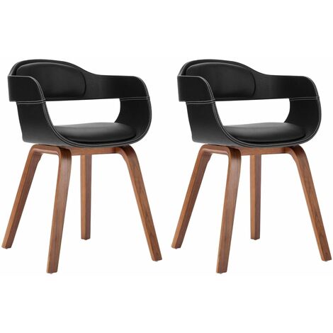 Chaises de salle à manger 2 pcs Noir Bois courbé et similicuir 2 (1/5)