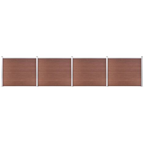 Ensemble de panneau de clôture WPC 699x146 Marron (1/5)