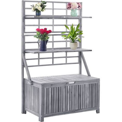 Boîte de rangement avec treillis Gris 99x55x160 Bois d'acacia (1/5)