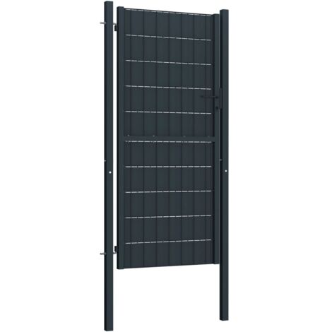 Portail de clôture PVC et acier 100x204 cm Anthracite