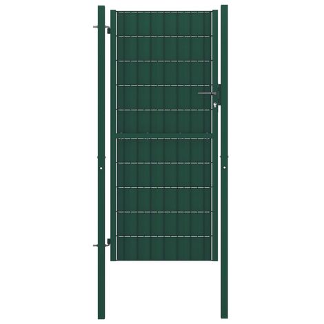 Portail de clôture PVC et acier 100x204 cm Vert