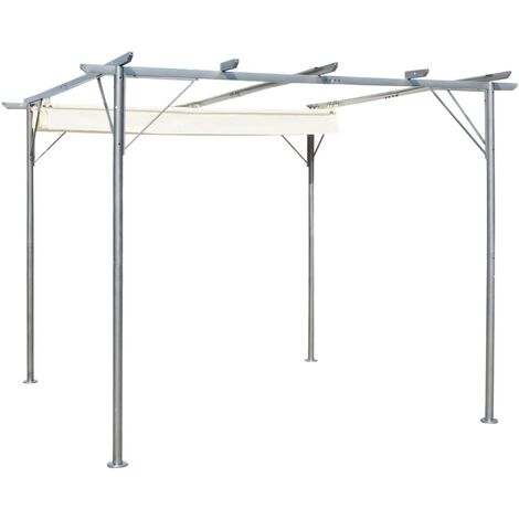 Pergola avec toit rétractable Blanc crème 3 x 3 m Acier (1/5)