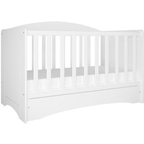 Lit bébé à barreaux avec tiroir 60x120 cm blanc Klaky (1/2)