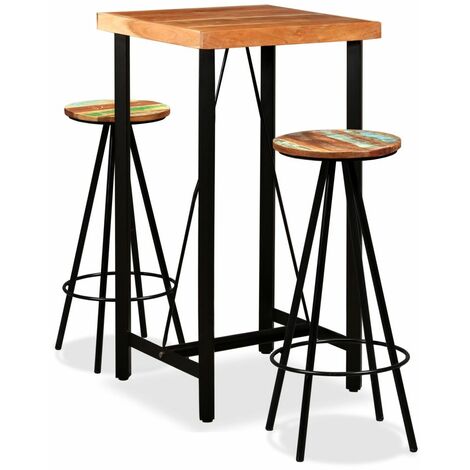 Ensemble de bar 3 pcs Bois d'acacia massif et de récupération (1/5)