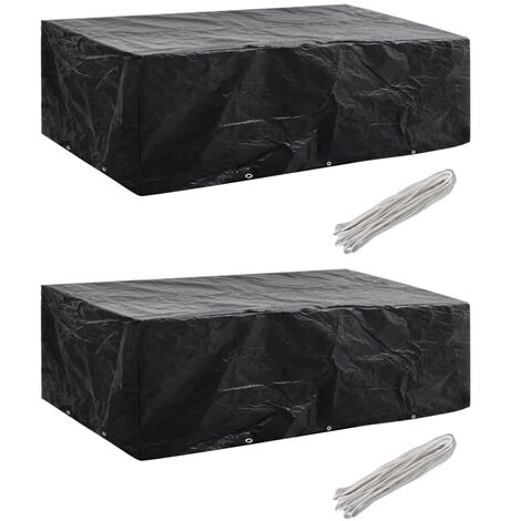 Housses de salon de jardin 2 pcs Rotin 10 œillets 300x140 cm (1/5)