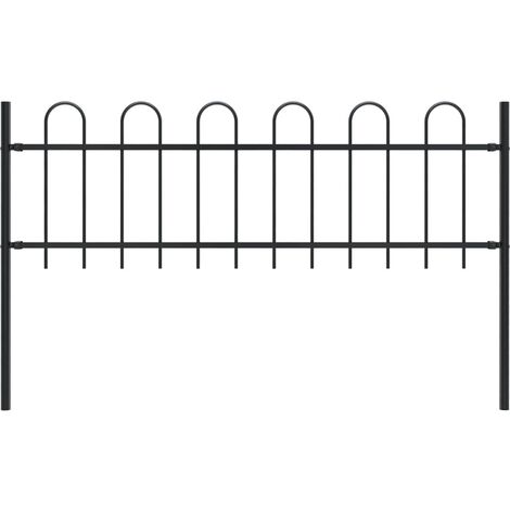Clôture de jardin avec dessus en cerceau Acier 1,7 m Noir 2 (1/5)