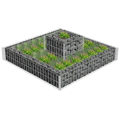 Jardinière en gabion Acier galvanisé 120x120x20 (1/5)