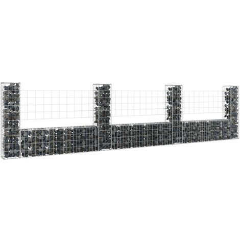 Panier de gabion en forme de U avec 4 poteaux Fer 380x20x100 (1/5)