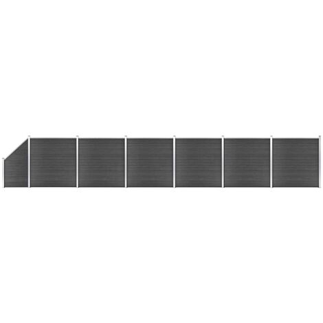 Ensemble de panneau de clôture WPC 1138x(105-186) cm Noir (1/5)