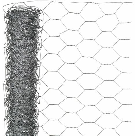 Grillage Métallique pour Cloture, Maillage Hexagonal : 25x25mm, Longueur  25m, Hauteur 50cm, Clôture pour animaux et plantes