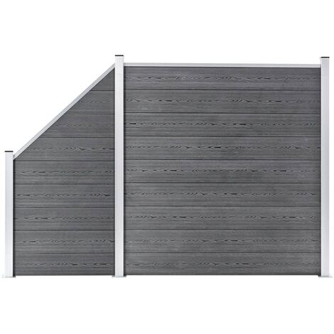 Ensemble de clôture WPC 1 Carré + 1 Incliné 273x186 Gris (1/5)