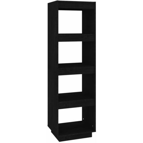 Bibliothèque-Séparateur de pièce Noir 40x35x135 Pin massif (1/5)