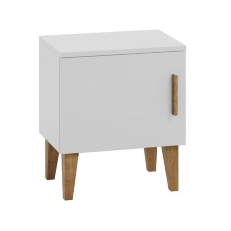 Chevet enfant blanc et pieds en bois de chêne Blanka (1/5)