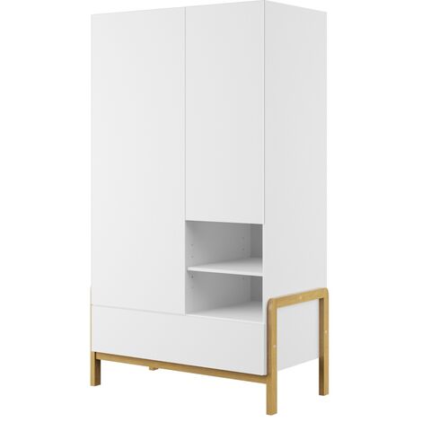 Armoire enfant scandinave blanche et pieds en bois de chêne Vanka