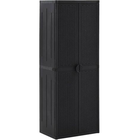 Armoire de rangement de jardin Noir 65x45x172 PP 2 (1/5)