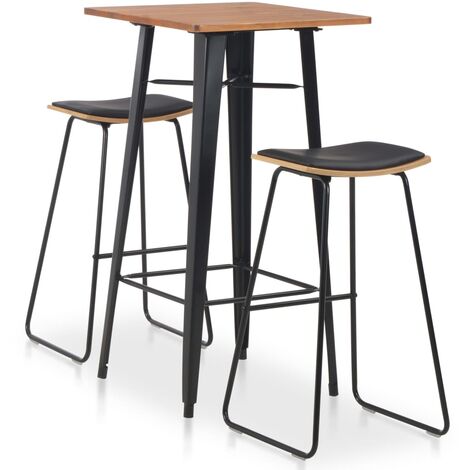 Mobilier de bar 3 pcs Acier Noir 2 (1/5)