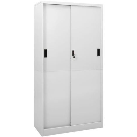 Armoire à bureau porte coulissante Gris clair 90x40x180 Acier (1/5)