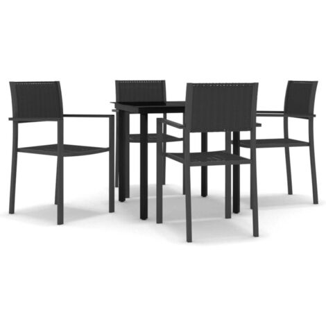 Ensemble de salle à manger de jardin 5 pcs Noir 21 (1/5)