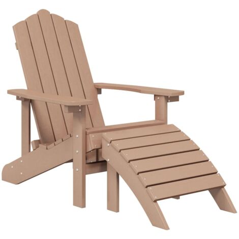 Chaise de jardin Adirondack avec repose-pied PEHD Marron (1/5)