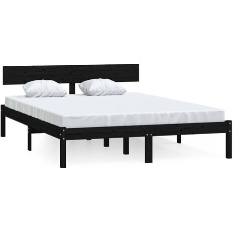Lit Bois de pin massif noir 160x200 Natura (1/5)