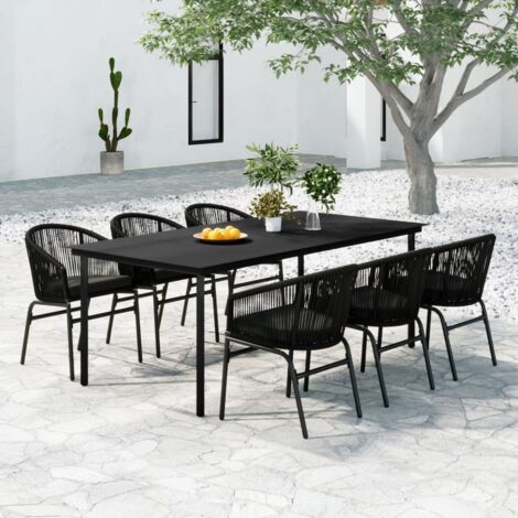 Ensemble de salle à manger de jardin 7 pcs Noir 22 (1/5)