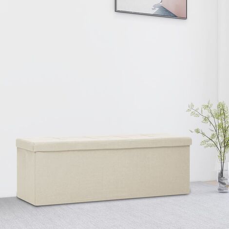 Banc de rangement pliable Blanc crème Faux lin (1/5)